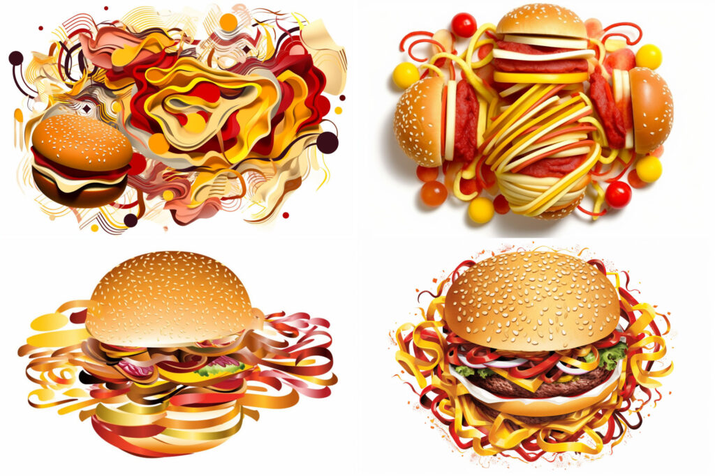 Midjourney Escher burger art