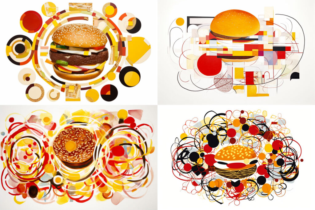 Midjourney Mondrian burger art
